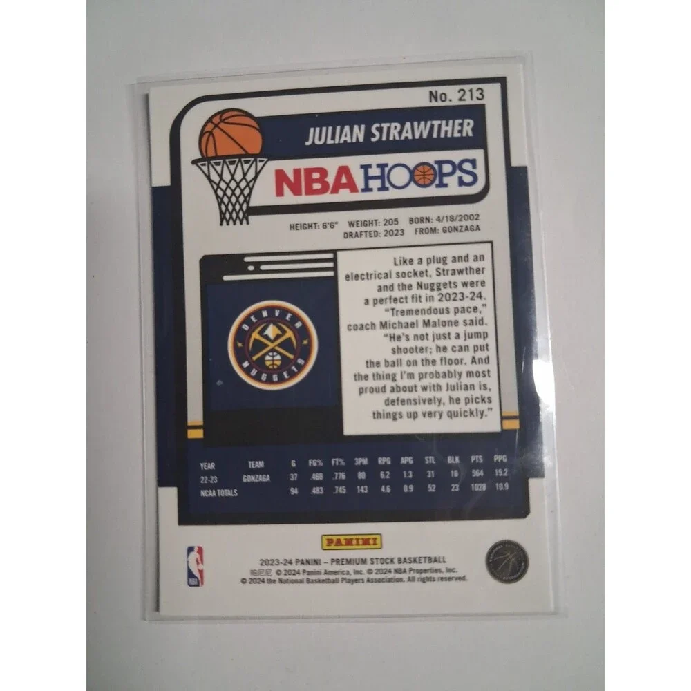 2023-24 Panini Nba Hoops Premium Stock - Julian Strawther #213 (RC)